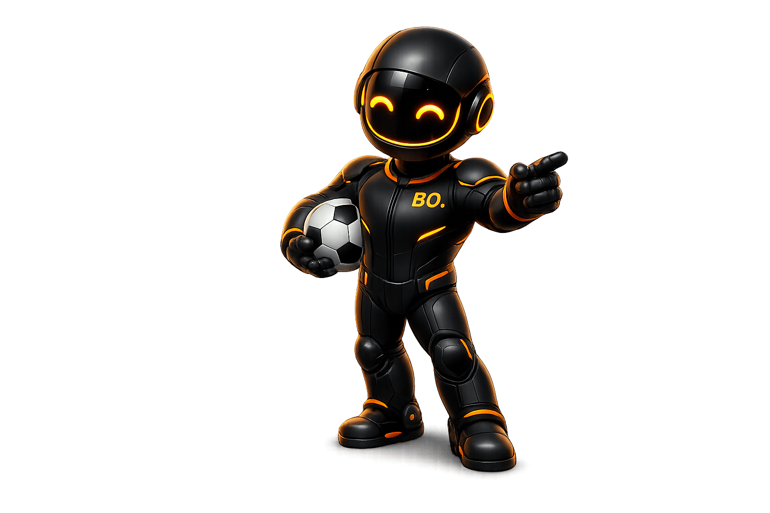BO, mascote do Baita Odd, segurando uma bola de futebol